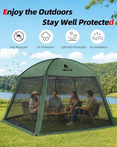 Abahub Portable Screen House Tent for 4-6 Person, 9.8x9.8x6.7 ft, Green