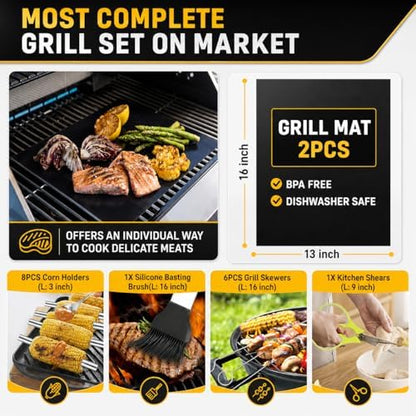 TAIMASI 34Pcs Heavy Duty Grill Accessories Grilling Gifts for Men