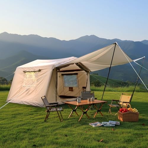 8 m ² Inflatable Tents for Camping with Canopy, Blow Up Tent with Hand Pump, Easy Setup InflatableTent 4 Season Tent, Waterproof Oxford Air Glamping Tents for Camping Adult 4/6/8 Person