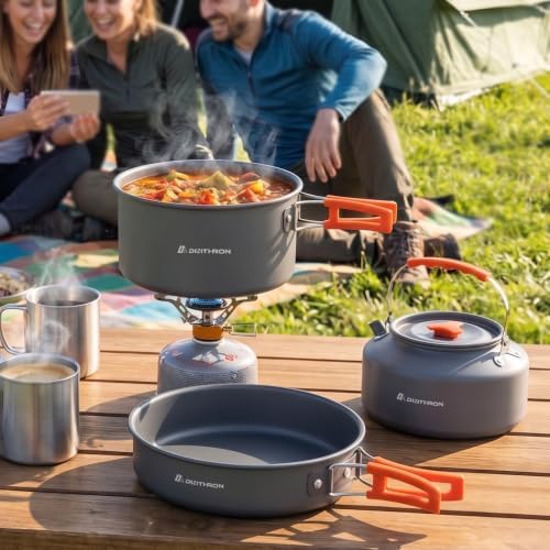 18-Piece Large Capacity Camping Cookware Set Aluminum Mess Kit