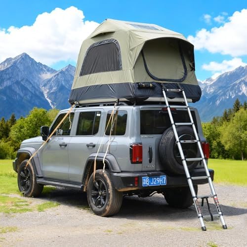Inflatable Rooftop Tent for Car Truck, 2-3 Person Camping Roof Top Tent with Inflatable Mattress & Ladder for Outdoor Adventure, Easy Set-up