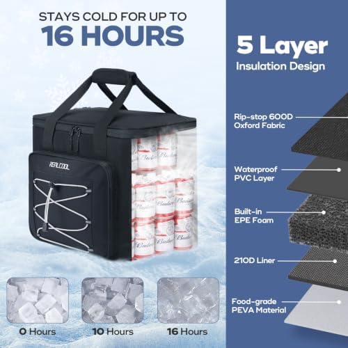 RealCool 35/45 Can Collapsible Soft Cooler Bag, Leakproof Ice Chest