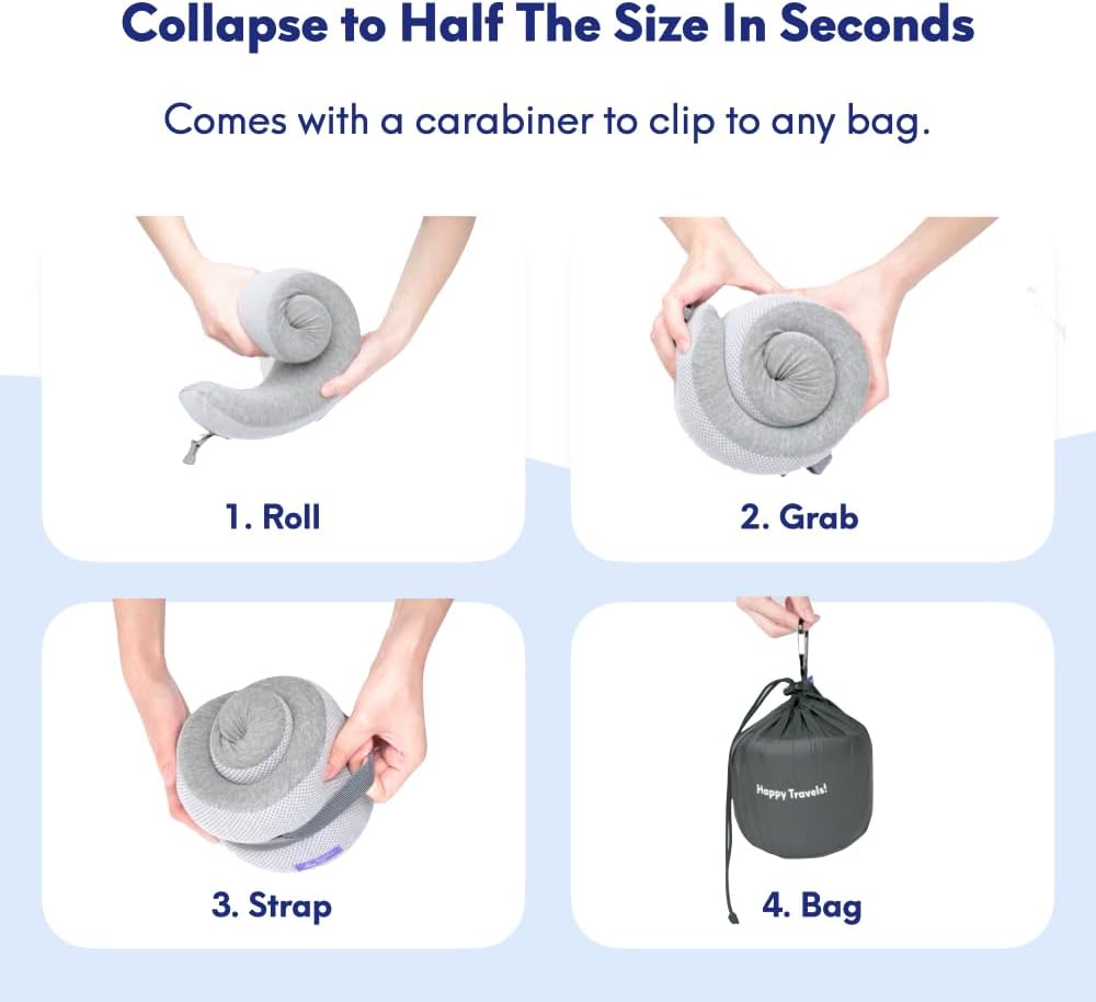 C CUSHION LAB Travel Pillow, Award-Winning Patented Ergonomic Design for Chin & Neck Support Memory Foam Neck Pillow, Compact Airplane Pillow for Traveling, Flight, Car (Dynamic Orange, Medium)