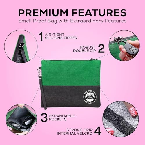 Enjoy Native Smell Proof Bag with Lock 11" x 9", Smell Proof Container, Dog Tested Odor resistant Bags, Best Zipper odor sealing pouch for Herbs, Coffee & Travel Medicine, Scent resistent Containers