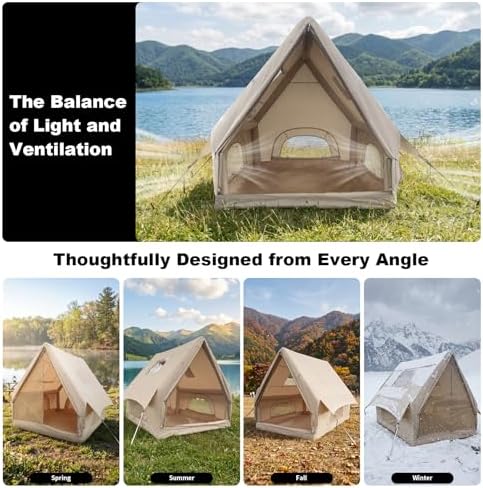 Qeroo® Luxury Inflatable Camping Tent for 1-2 Person, 600D Oxford Air Tent with Pump, 5 Min Setup, Waterproof & Windproof, All-Season Portable Glamping Tent,Durable Shelter,Lightweight & Easy to Carry