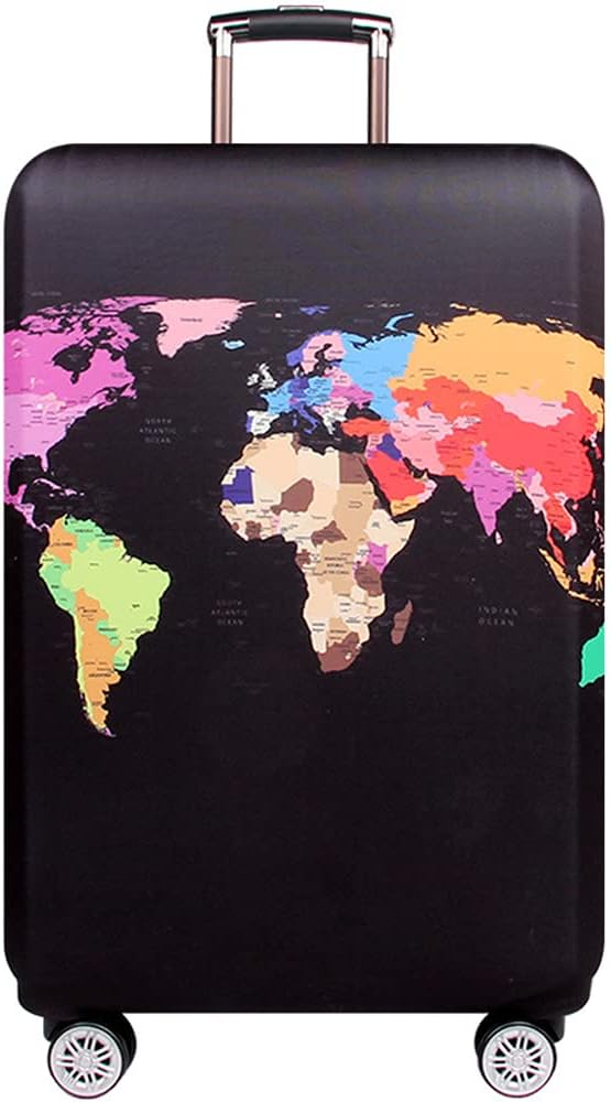 MosaiRudo Thicker Luggage Cover Elastic Suitcase Cover Protector Fits 18-32 Inch Suitcase Travel Accessories (World Map, L-)