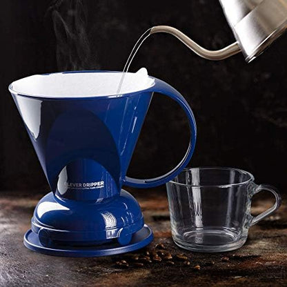 Clever Coffee Dripper | Large 18 oz | Royal Blue | BPA-Free | 100 Filters