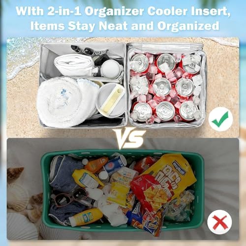 Coolers Bag Organizers with Wide Zippered Opening, Gray