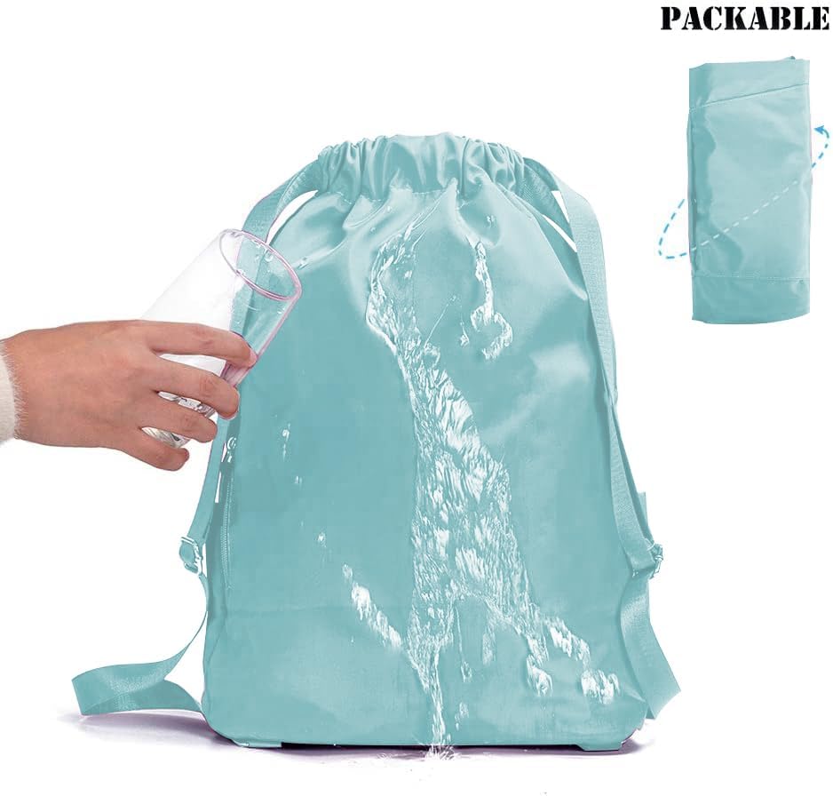 ZOORON Waterproof Drawstring Gym Backpack Bag for Men & Women, Sport Gym Sack Mini Travel Daypack