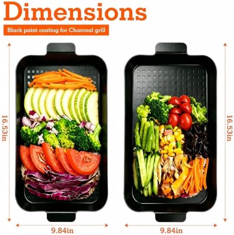 2PCS Grill pan: Grill topper for outdoor grill - Non-stick enamel coating grill topper suitable for camping, picnic, party