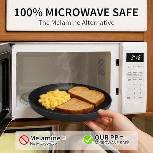 56 Piece Plates and Bowls Sets for 8, Kitchen Dinnerware Sets, Plastic