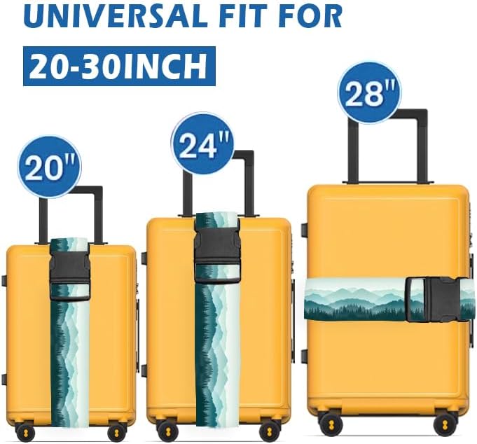 Luggage Straps for Suitcases Travel Belt Accessories, Cute Suitcase Strap, Adjustable Luggage Belt Strap, Heavy Duty with Quick-Release Buckle Luggage Strap Beautiful Green Mountain