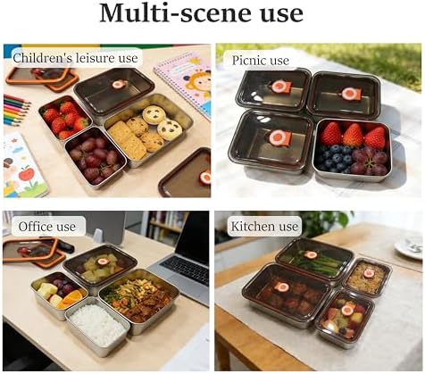 7 Pack 304 Stainless Steel Food Containers with Leakproof Lids, Reusable Metal Storage Containers, Oven/Dishwasher/Freezer Safe