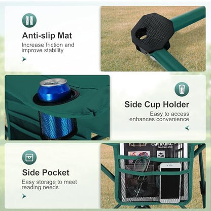 LET'S CAMP Camping Chair 2 Pack Folding Chair with 4-Can Cooler Bag