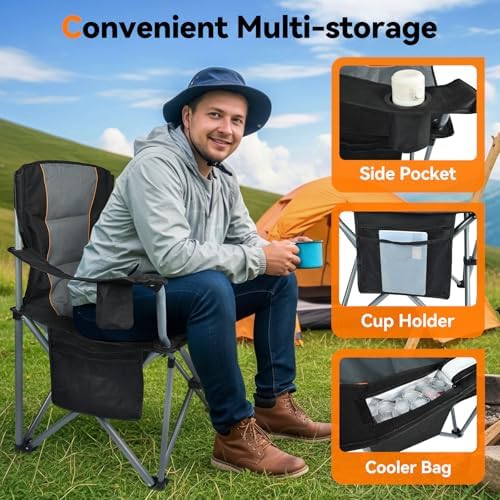 Camping Chairs, 2 Pack Oversized Heavy Duty Fully Padded Folding Chairs