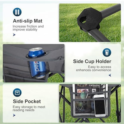 LET'S CAMP Camping Chair 2 Pack Folding Chair with 4-Can Cooler Bag