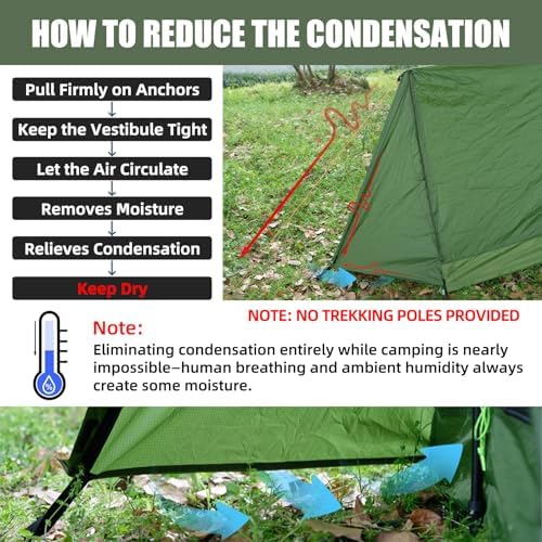 2 Person Trekking Pole Tent for Backpacking, Waterproof A-Frame (NO Poles)