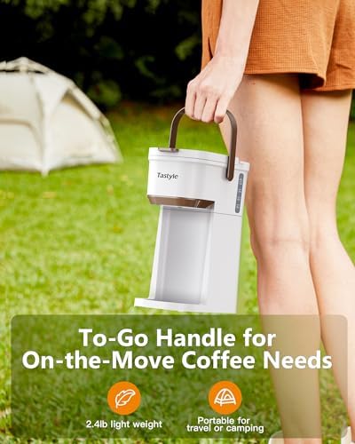 Tastyle Mini Single Serve Coffee Maker for K Cups and Grounds with Handle