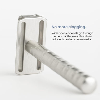 Henson Shaving Razor - Tan Double Edge Safety Razor with 5 Spare Blades - 30° Angled Precision With Superior Blade Rigidity- Reusable Single Blade Razors For Men and Women - Mild Aggression