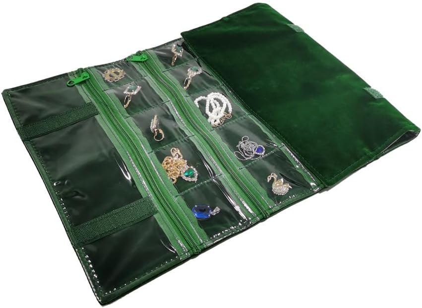 Travel Jewelry Roll Bag Portable Organizer Pouch With Grids&PVC Cover Storage Bags for Necklace, Bracelet, Bracelet,Ring, Badge, Pendant