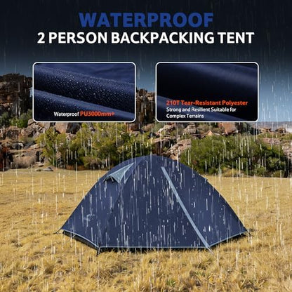 Naturehike Bleik-A 2-3 Person Camping Tent, Waterproof Double Layer Lightweight Backpacking Tents for Camping