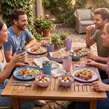 28 Piece Dinnerware Set for 4, Unbreakable Plates and Bowls Sets