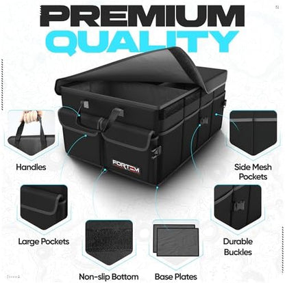 FORTEM Trunk Organizer - Foldable Car Organizer & Storage for SUVs & Trucks