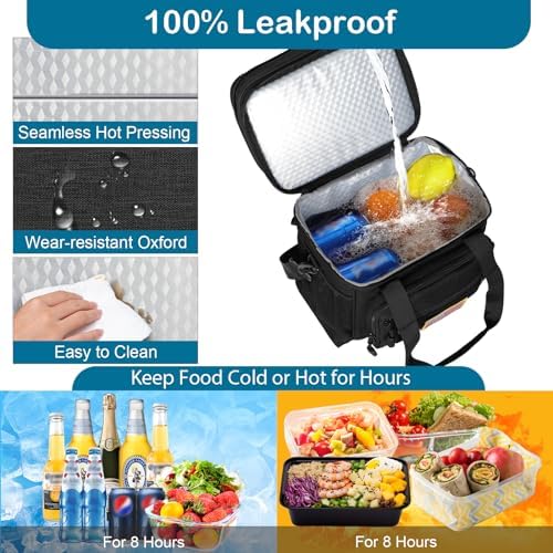 GLENKEY Tactical Lunch Box Men Expandable Insulated Leakproof Cooler Bag