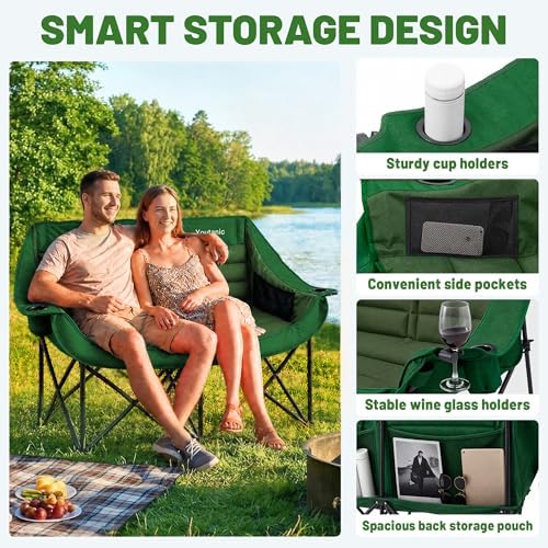 Youtanic Oversized Double Camping Chair, Folding Loveseat Camping Couch