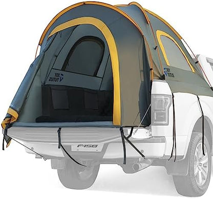 JOYTUTUS Pickup Truck Tent 5ft 2.0, Waterproof PU2000mm Double Layer for 2 Person, Portable Truck Bed Tent with Rainfly - Orange, Aluminum Pole