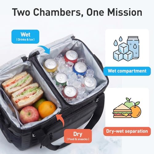 TOURIT 2-Zone Soft Cooler Bag 30/48 Cans, Dry & Wet Insulated Beach Cooler