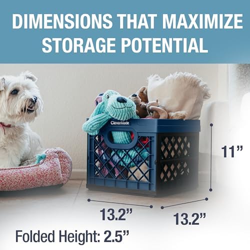 CleverMade Collapsible Milk Crate (EcoCrate) - 25L - Ocean (3PK)
