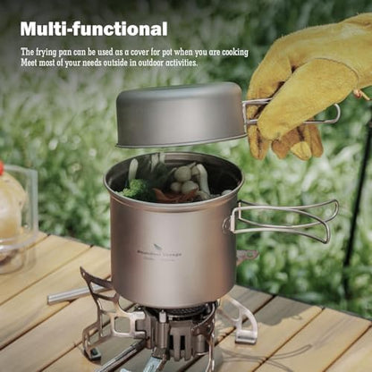 iBasingo Titanium Camping Cookware Ultralight Backpacking Pot Pan Set