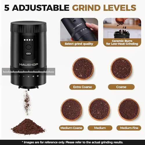 HAUSHOF Travel Coffee Maker,Coffee Grinder for Home,Camping
