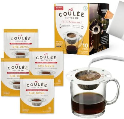 Coulée EcoPour She Devil Arabic Coffee, Medium Roast, Single Serve, 10 Pack