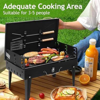 Outvita Portable Charcoal Grill, Foldable BBQ, Outdoor Smokers