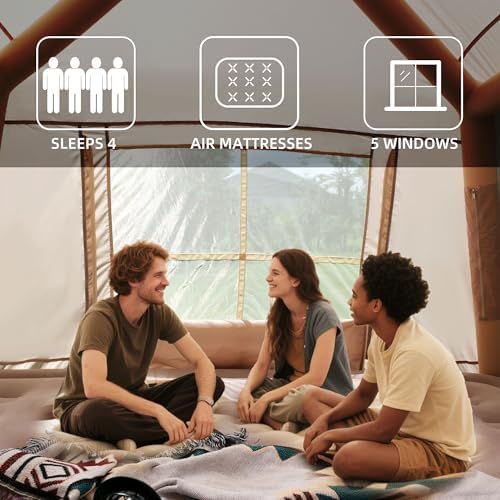Pop-Up Inflatable Camping Tent 4S WP Family Cabin Yurt EZ Setup