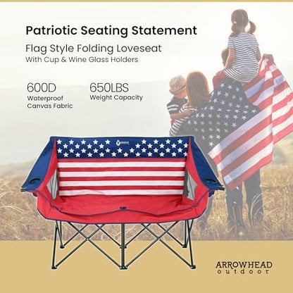 ARROWHEAD OUTDOOR Portable Folding Double Duo Camping Chair Loveseat