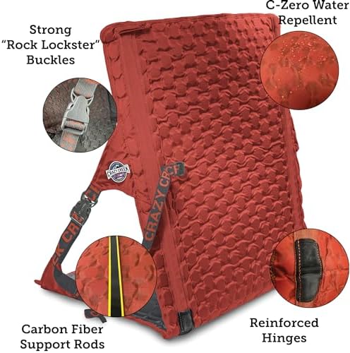 Crazy Creek HEX 2.0 LongBack Chair for Backpacking, Camping and Stadium Use, Extra Width & Back Height for Comfort, 250 LBS Weight Capacity, Adjustable Straps w/Rock Lockster (R) Buckles