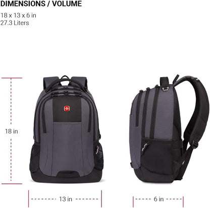 SwissGear Cecil 5505 Laptop Backpack, Dark Grey/Black, 18-Inch