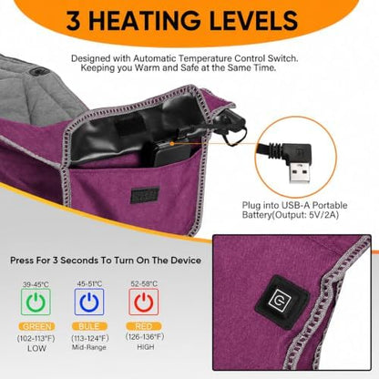 Northroad Heated Folding Loveseat Camping Chair Portable Double Duo Full Padded Garden Chair for 2 Person w/2 Cup Holder,Wine Glass Holder,Mesh Storage (Battery NOT Included)