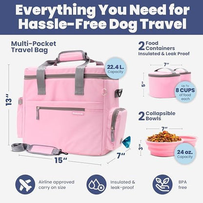 Rubyloo Original Doggy Bag™ Dog Travel Bag for Supplies with Travel Bowls