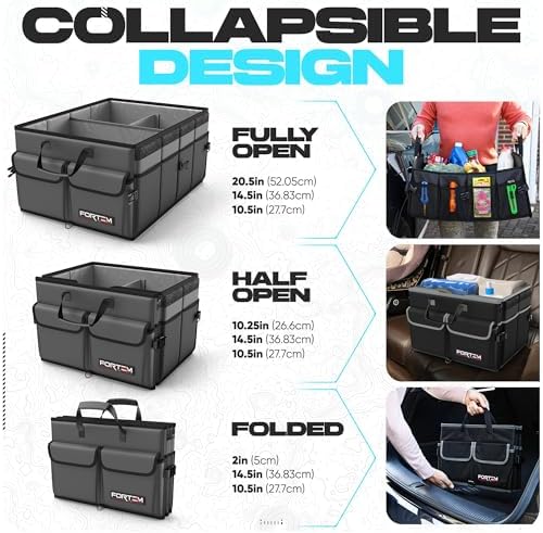 FORTEM Trunk Organizer - Foldable Car Organizer & Storage for SUVs & Trucks