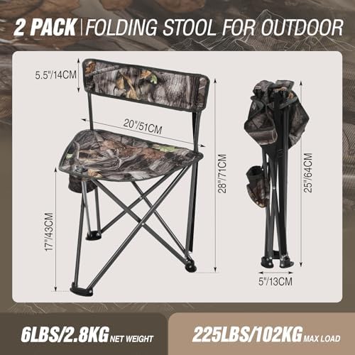 REDCAMP 2 Pack Tall Tripod Chairs for Adults, Folding Lightweight Portable Golf Chairs