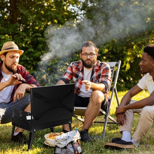 Portable Charcoal Grill, Small Foldable BBQ Suitcase Grill with Storage Shelf, Barbecue Grill for Outdoor Camping Picnics Garden Backyard Patio Parties, 16.7"×10"×17.7"