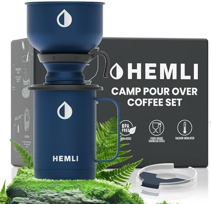 16 oz Pour Over Camp Coffee Maker Set– Vacuum Insulated Mug with Leakproof Lid, Stainless Steel Micro Filter, Portable Coffee Maker for Camping, Travel & Outdoor Adventures