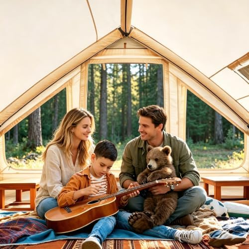 Inflatable Tents for Camping, Large Blow Up Tent with Hand Pump, Easy Setup InflatableTent 4 Season Tent, Waterproof Oxford Air Glamping Tents for Camping Adult 4/6/8/10/12 Person