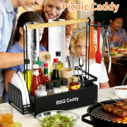 Grill Caddy, BBQ Caddy with 2 Paper Towel Holder for Outdoor Grilling
