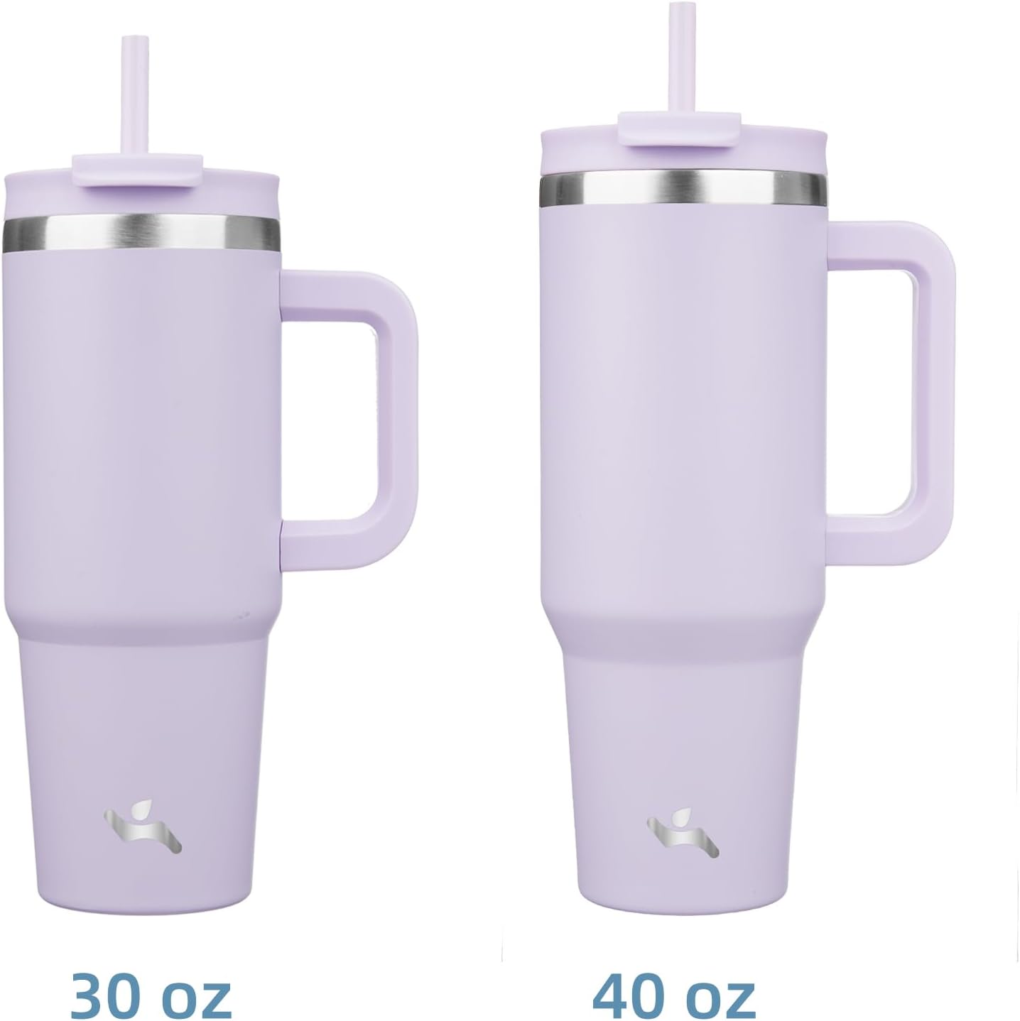 40 oz Tumbler with Handle and 2 Straws,2 in 1 Lid Insulated Water Bottle Stainless Steel Travel Coffee Mug,Wisteria