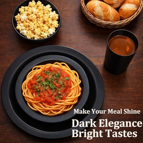 WRINGKIT 16 Pieces Plastic Dinnerware Set for 4, Unbreakable